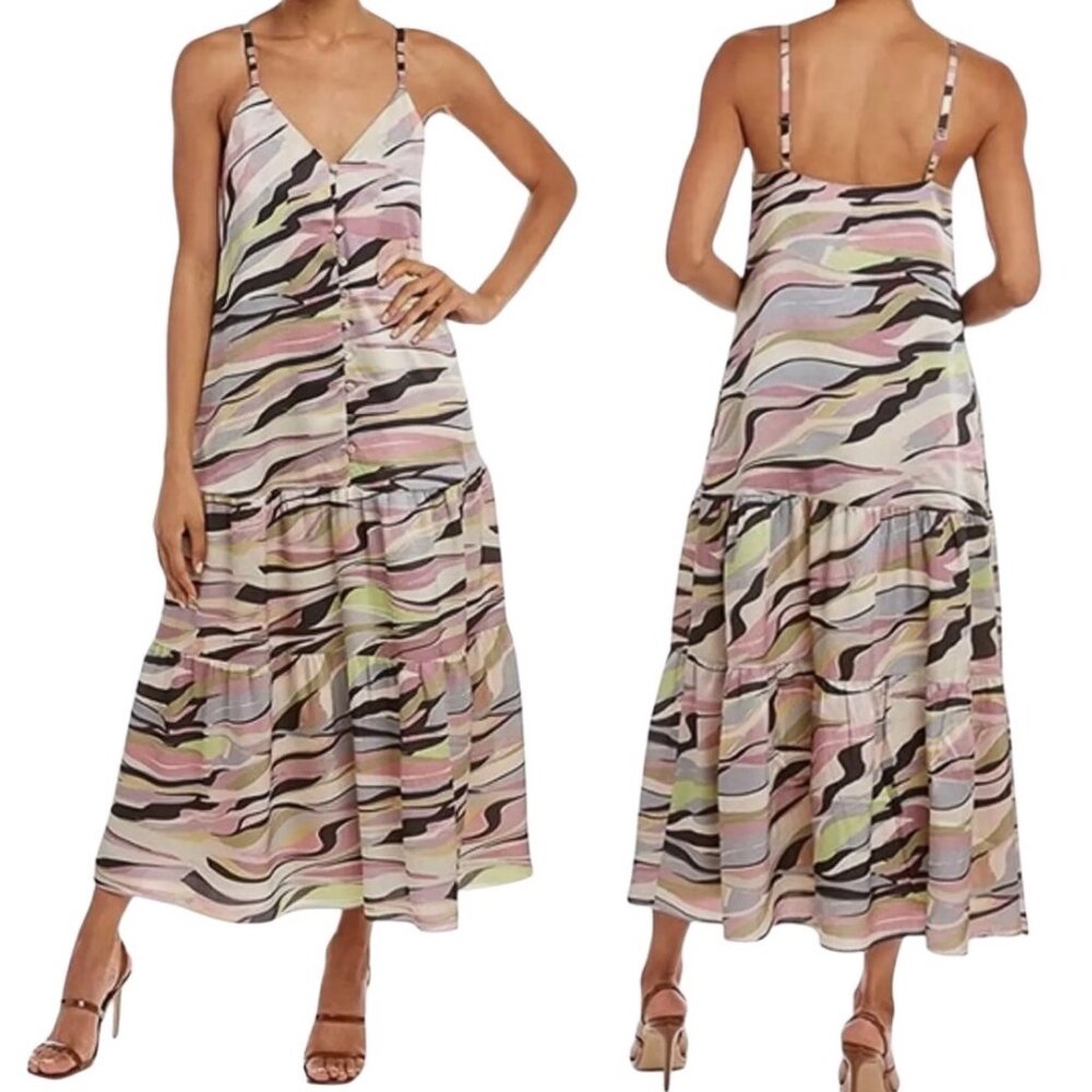 Ted Baker Warrenn Printed Button Through Cami Dress in Dusky Pink Zebra Size 16